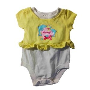 Garanimals Mommy & Me Dolphin Romper 0–3M Baby Girl Yellow Bodysuit Vacation